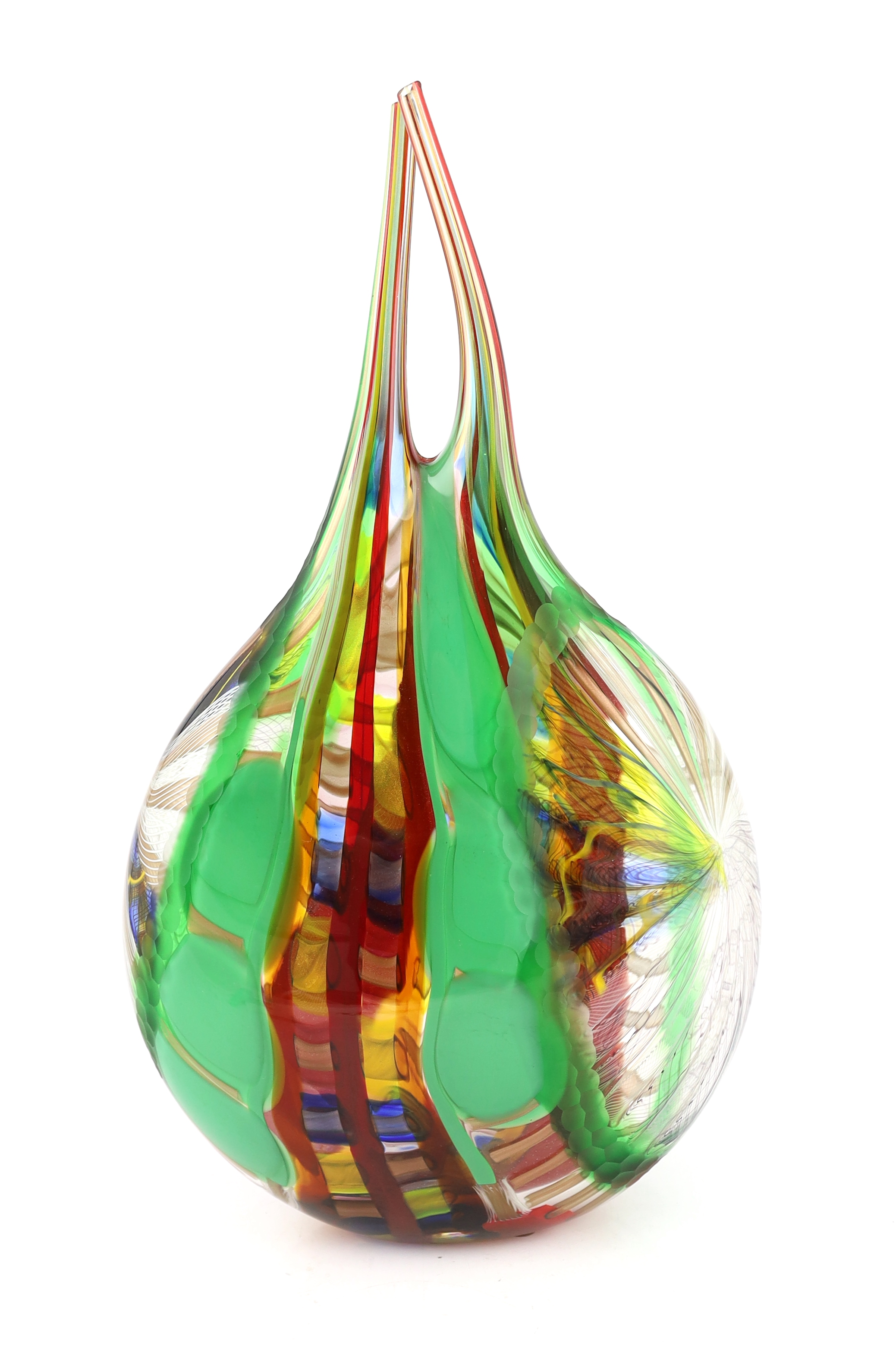 Gianluca Vidal (1976-), a tall Murano glass teardrop shaped vase